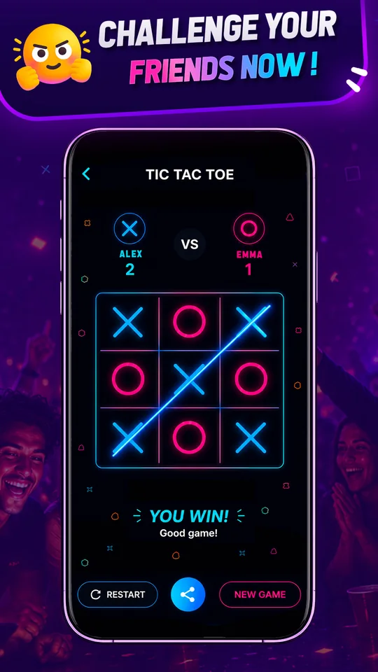 Tic Tac Toe game screen with two players