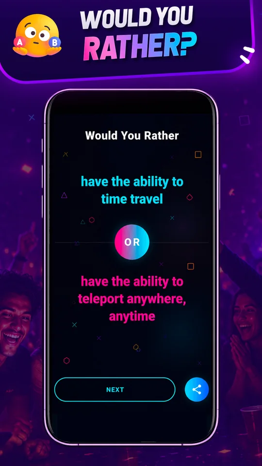 Would You Rather game screen with two choices