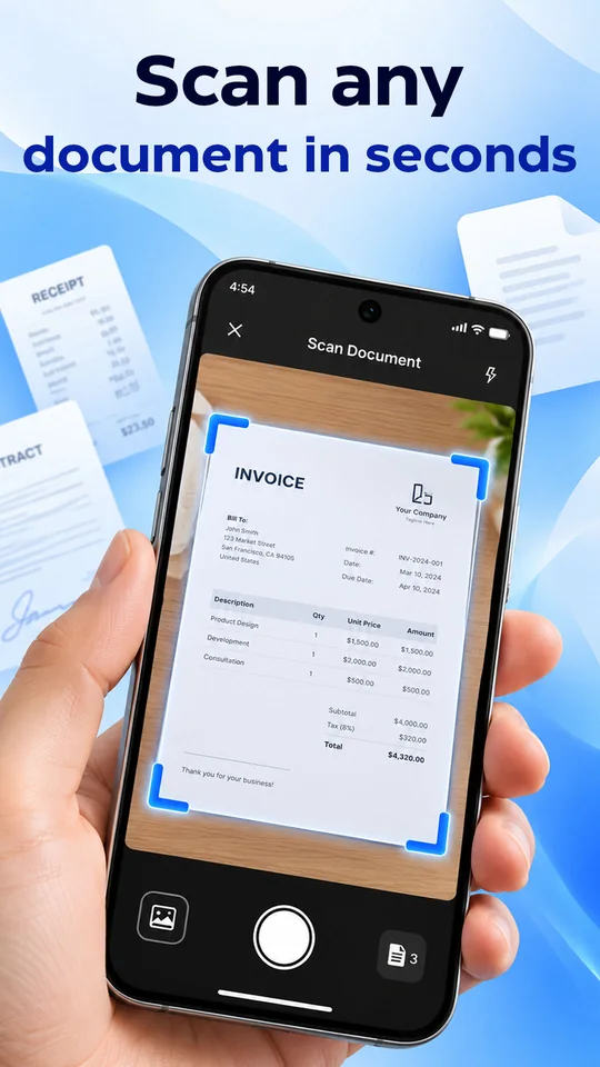 Scanly scanning an invoice